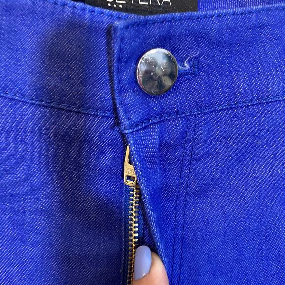 Etcetera Bright Royal Blue Tapered Leg Jeans Ankle Zipper Mid Rise Sz 8 - Picture 3 of 9